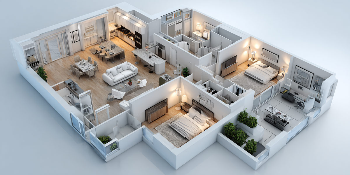 3d rendering of house plans
